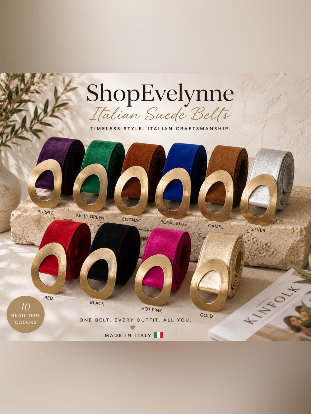 ShopEvelynne Italian Suede Statement Belt